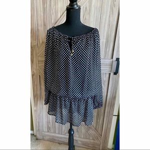 Jones New York beach cover-up black polka dot